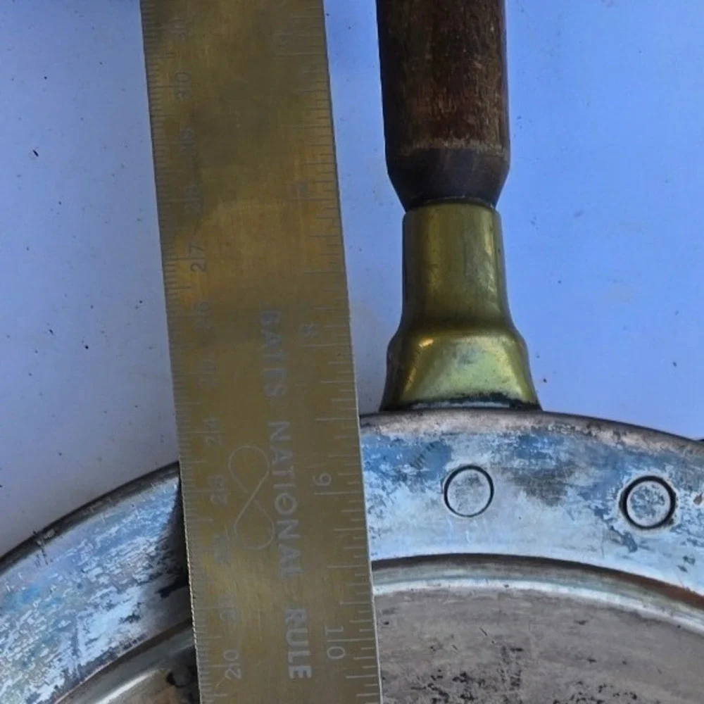 Vintage Tinned Copper Frying Pan 9.5 Inch Skillet Wood Handle Brass Rivets